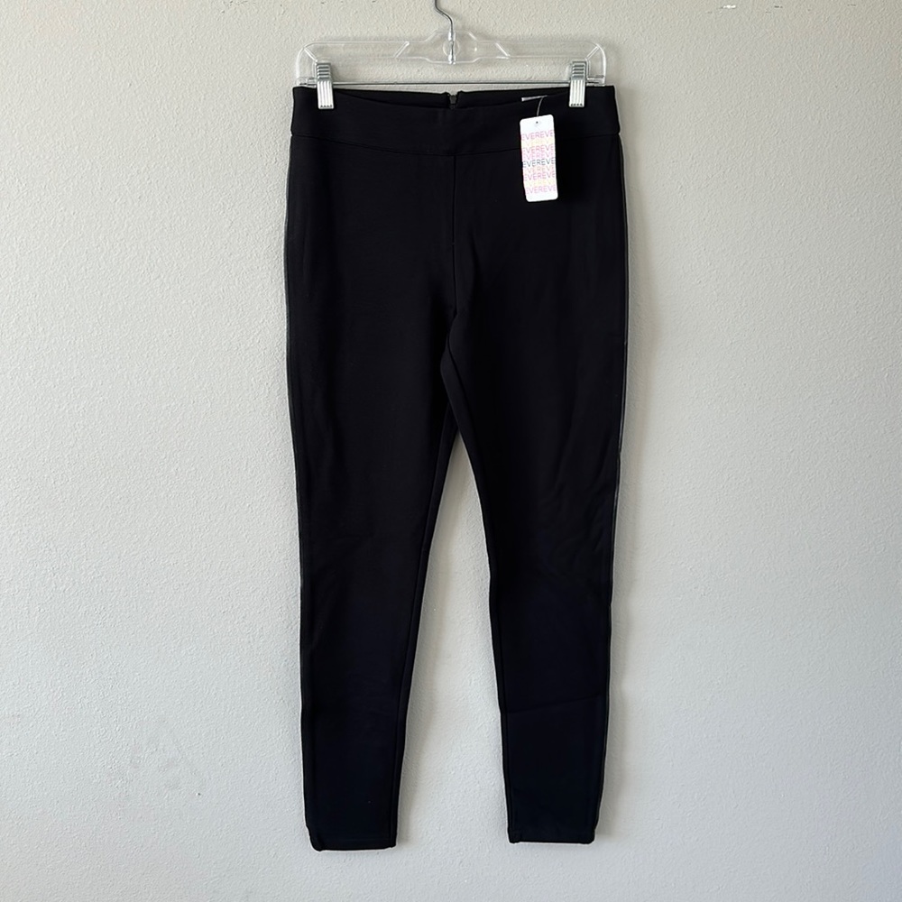 NWT Tart (Evereve) High Waisted Sylvia Ponte Pant w/Faux Leather Black Medium - Picture 2 of 14